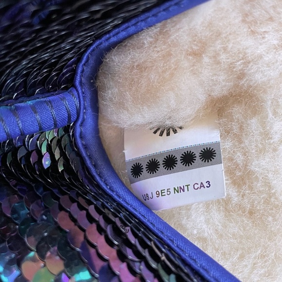 UGG Women’s Classic Short Sequin Blue Boots - Picture 9 of 9